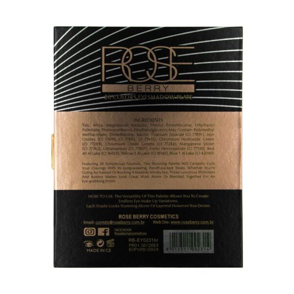 Rose Berry Matte & Metallic 20 Cores Eyeshadow - ضلال العيون من رووز بيري
